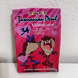 Vintage Cleo Looney Tunes Tasmanian Devil Taz 42 Valentines Cards & Sticker 1996
